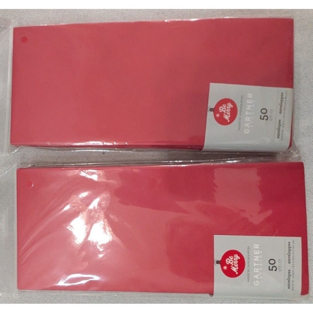 Gartner Studios Envelopes Unisex #10 Red New 100ct Be Merry Holiday 2pk
